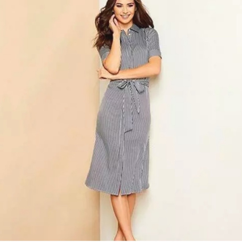 Alex Marie Ava black striped shirt dress 12